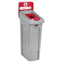 Rubbermaid 2007193 Hinged Lid Insert for 23 gal Slim Jim® Recycling Containers - Bottles/Cans, 16 1/2" x 8", Red thumbnail 2