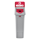 Rubbermaid 2007193 Hinged Lid Insert for 23 gal Slim Jim® Recycling Containers - Bottles/Cans, 16 1/2" x 8", Red thumbnail 4