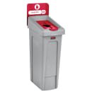 Rubbermaid 2007194 Hinged Lid Insert for 23 gal Slim Jim® Recycling Containers - Paper, 16 1/2" x 8", Red thumbnail 2