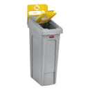 Rubbermaid 2007881 Hinged Lid Insert for 23 gal Slim Jim® Recycling Containers - Bottles/Cans, 16 1/2" x 8", Yellow thumbnail 3