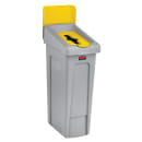 Rubbermaid 2007883 Hinged Lid Insert for 23 gal Slim Jim® Recycling Containers - Mixed Materials, 16 1/2" x 8", Yellow thumbnail 2