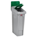 Rubbermaid 2007885 Hinged Lid Insert for 23 gal Slim Jim® Recycling Containers - Bottles/Cans, 16 1/2" x 8", Green thumbnail 3