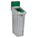 Rubbermaid 2007887 Hinged Lid Insert for 23 gal Slim Jim® Recycling Containers - Mixed Materials, 16 1/2" x 8", Green thumbnail 2