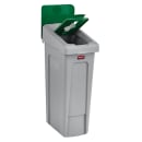 Rubbermaid 2007887 Hinged Lid Insert for 23 gal Slim Jim® Recycling Containers - Mixed Materials, 16 1/2" x 8", Green thumbnail 3