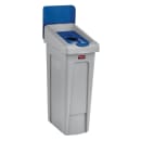 Rubbermaid 2007889 Hinged Lid Insert for 23 gal Slim Jim® Recycling Containers - Bottles/Cans, 16 1/2" x 8", Blue thumbnail 2