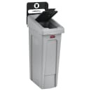 Rubbermaid 2007892 Hinged Lid Insert for 23 gal Slim Jim® Recycling Containers - 16 1/2" x 8", Black thumbnail 3