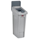 Rubbermaid 2007897 Hinged Lid Insert for 23 gal Slim Jim® Recycling Containers - Bottles/Cans, 16 1/2" x 8", Gray thumbnail 2