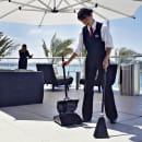 Rubbermaid FG253200BLA Lobby Pro Upright Dust Pan with Cover - Black thumbnail 3