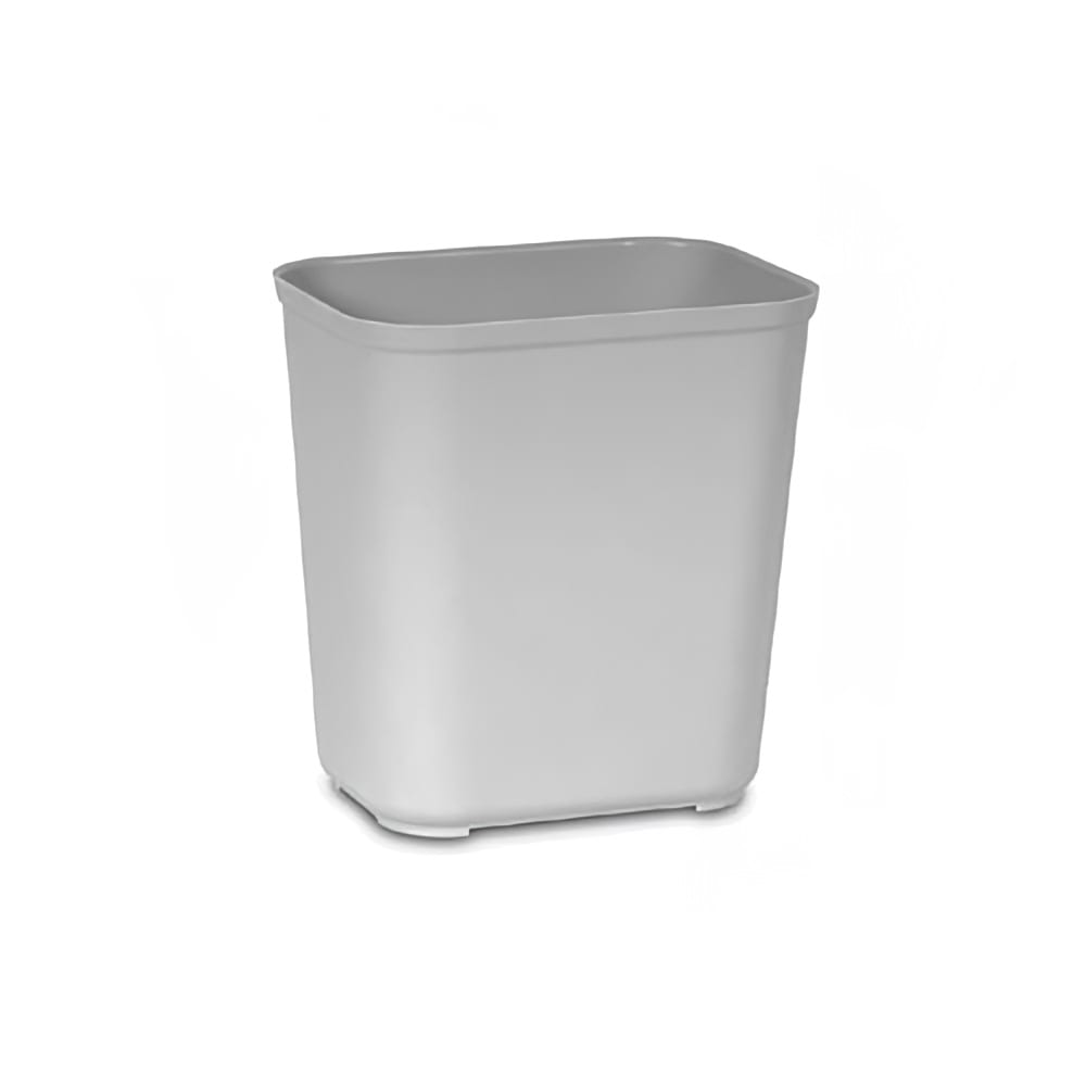 Rubbermaid FG254300GRAY 28-qt Rectangle Waste Basket - Plastic, Gray