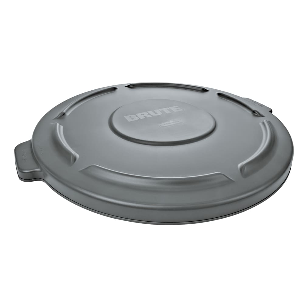 Rubbermaid FG260900GRAY Round Flat Top Trash Can Lid - Plastic, Gray