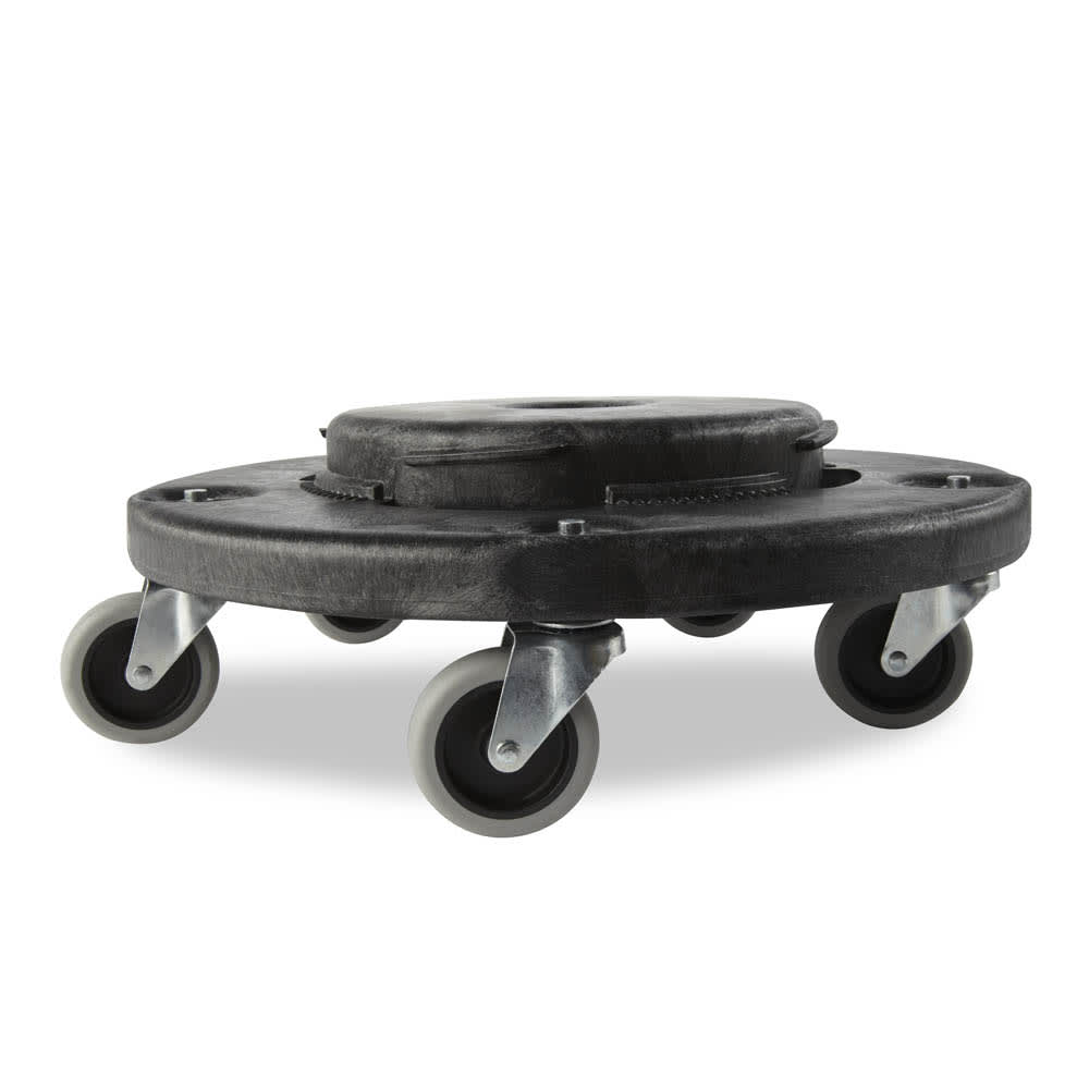Rubbermaid FG264000BLA Round Plastic Trash Can Dolly w/ Raised Center & 250 lb Capacity