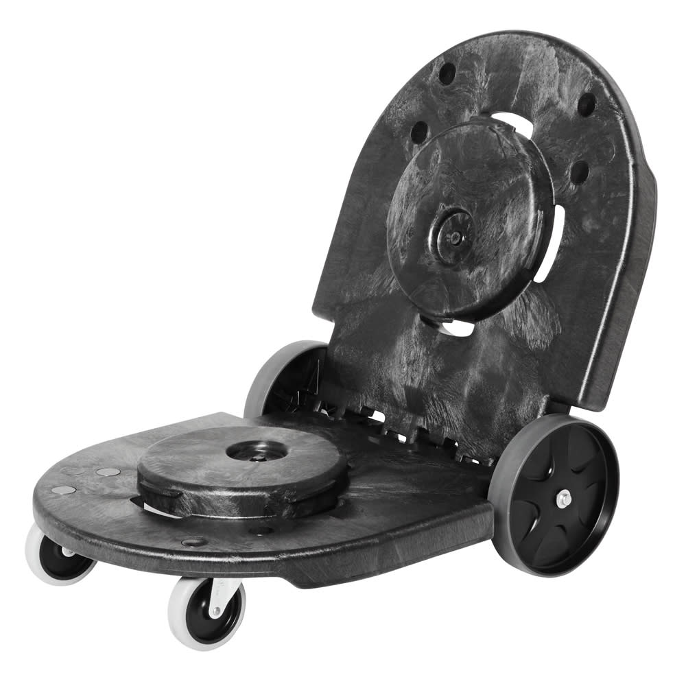 Rubbermaid FG264600BLA Tandem Plastic Trash Can Dolly w/ Raised Center & 400 lb Capacity