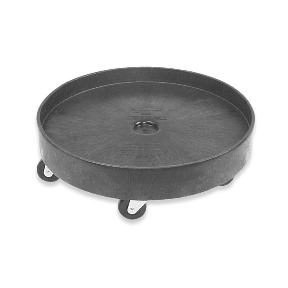 Rubbermaid FG265000BLA Round Plastic Trash Can Dolly w/ Flat Center & 500 lb Capacity