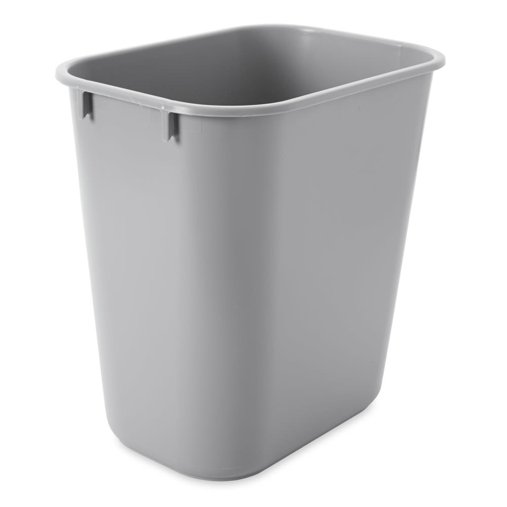 Rubbermaid FG295500GRAY 13 5/8 qt Rectangle Waste Basket - Plastic, Gray