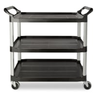 Rubbermaid FG342488BLA 3 Level Polymer Utility Cart w/ 200 lb Capacity, Raised Ledges thumbnail 5