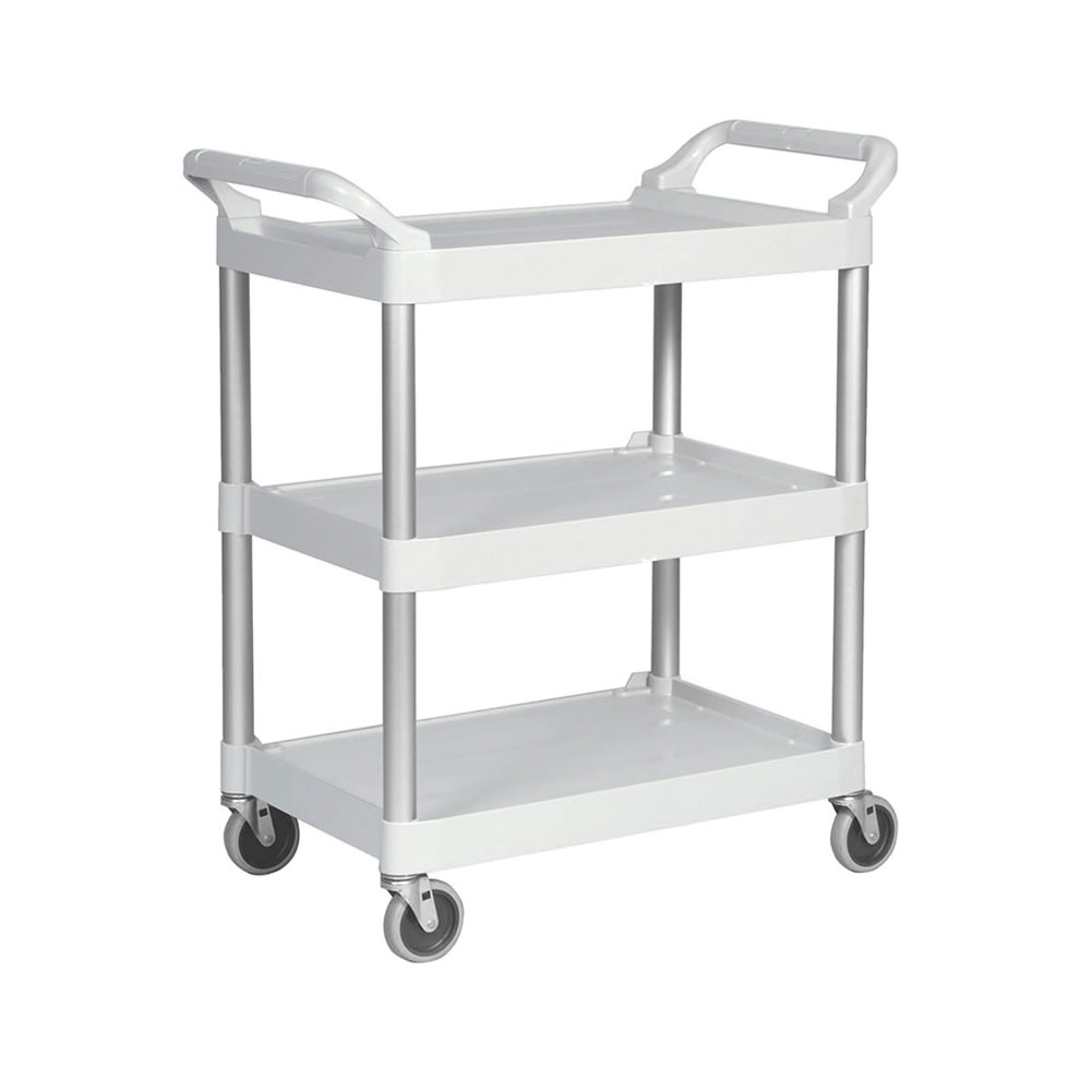 Rubbermaid FG342488OWHT 3 Level Polymer Utility Cart w/ 200 lb Capacity, Raised Ledges