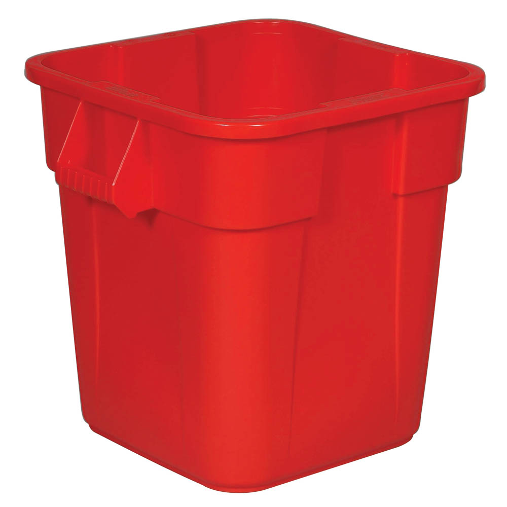 Rubbermaid FG352600RED 28 gallon Brute Trash Can - Plastic, Square, Built-in Handles