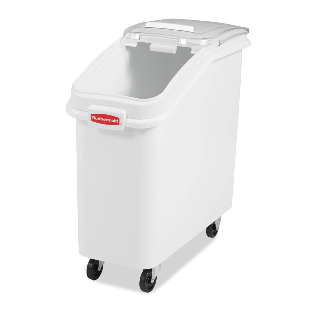 Rubbermaid FG360088WHT ProSave® Ingredient Mobile Bin - 25 Gallon Capacity, Clear Lid/White Base