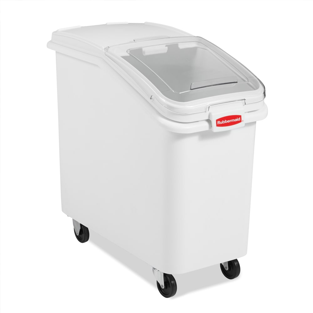 Rubbermaid FG360288WHT ProSave® Ingredient Mobile Bin - 30.81 Gallon Capacity, Clear Lid/White Base