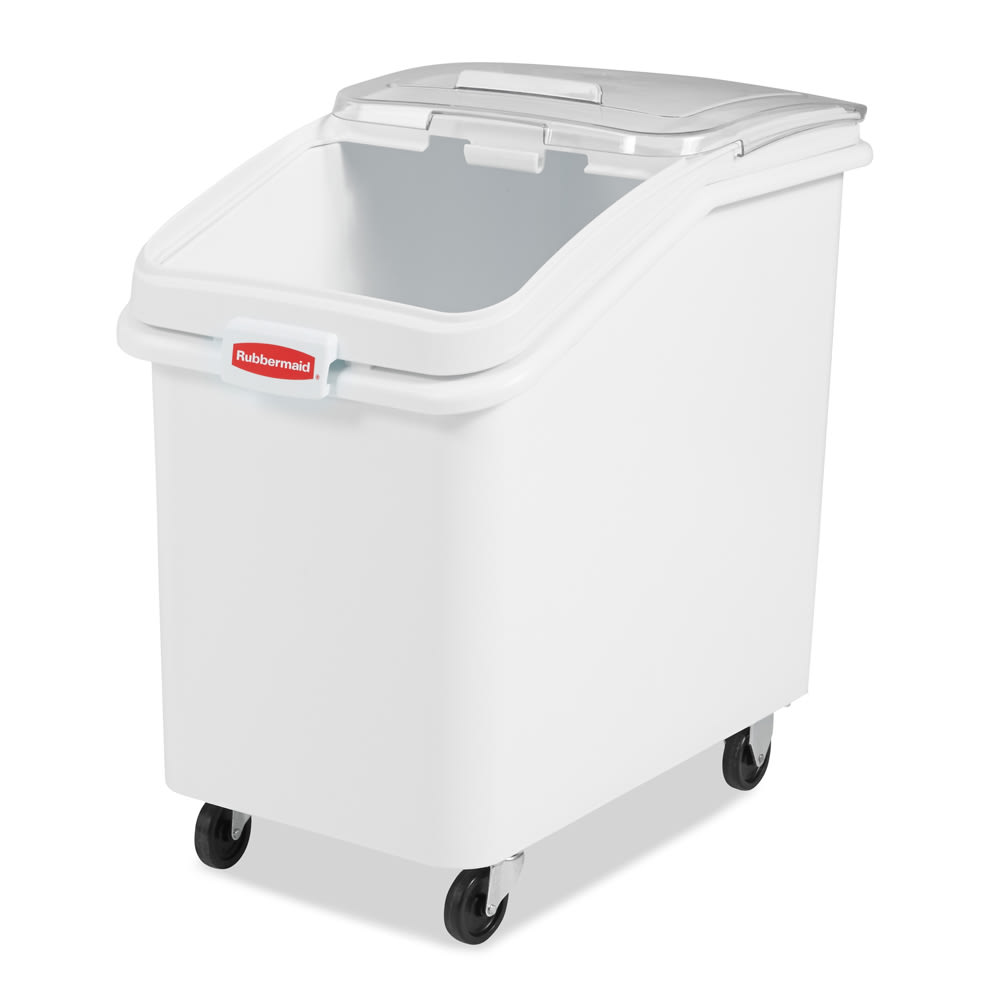 Rubbermaid FG360388WHT ProSave® Ingredient Mobile Bin - 37.62 Gallon Capacity, Clear Lid/White Base