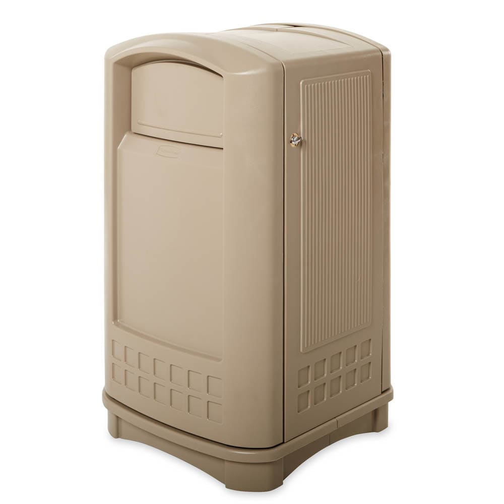Rubbermaid FG396400BEIG 50 gal Outdoor Decorative Trash Can - Plastic, Beige