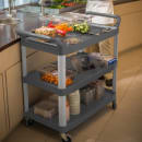 Rubbermaid FG409100GRAY 3 Level Polymer Utility Cart w/ 300 lb Capacity, Raised Ledges thumbnail 4