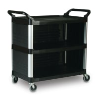Rubbermaid FG409600BLA 3 Level Polymer Utility Cart w/ 300 lb Capacity, Raised Ledges thumbnail 3