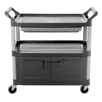Rubbermaid FG409600BLA 3 Level Polymer Utility Cart w/ 300 lb Capacity, Raised Ledges thumbnail 4