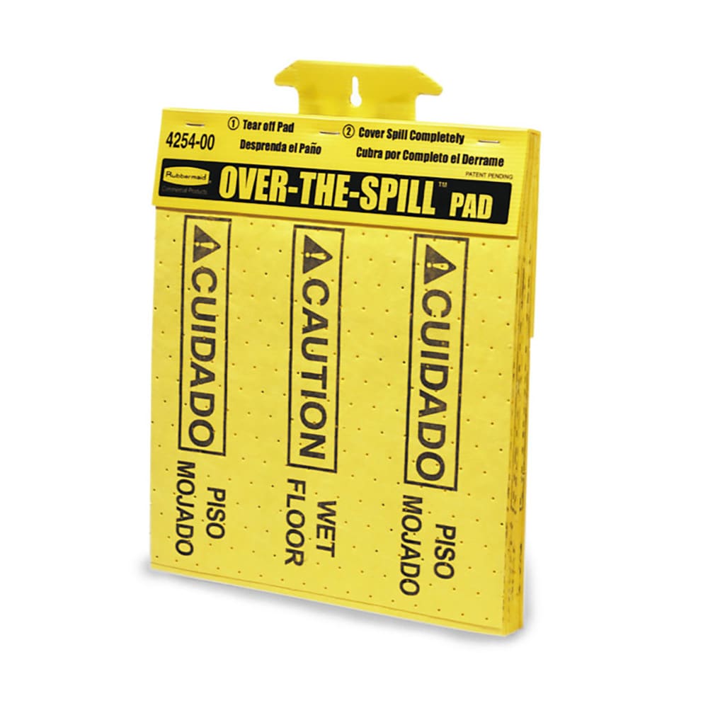 Rubbermaid FG425400YEL Over-the-Spill Pad Tablet - "Caution Wet Floor" 16 1/2x14" Yellow