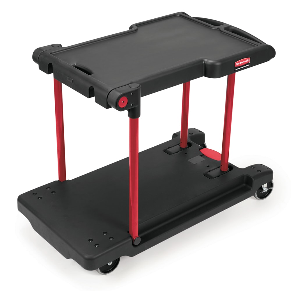 Rubbermaid FG430000BLA 2 Level Polymer Utility Cart w/ 400 lb Capacity, Raised Ledges