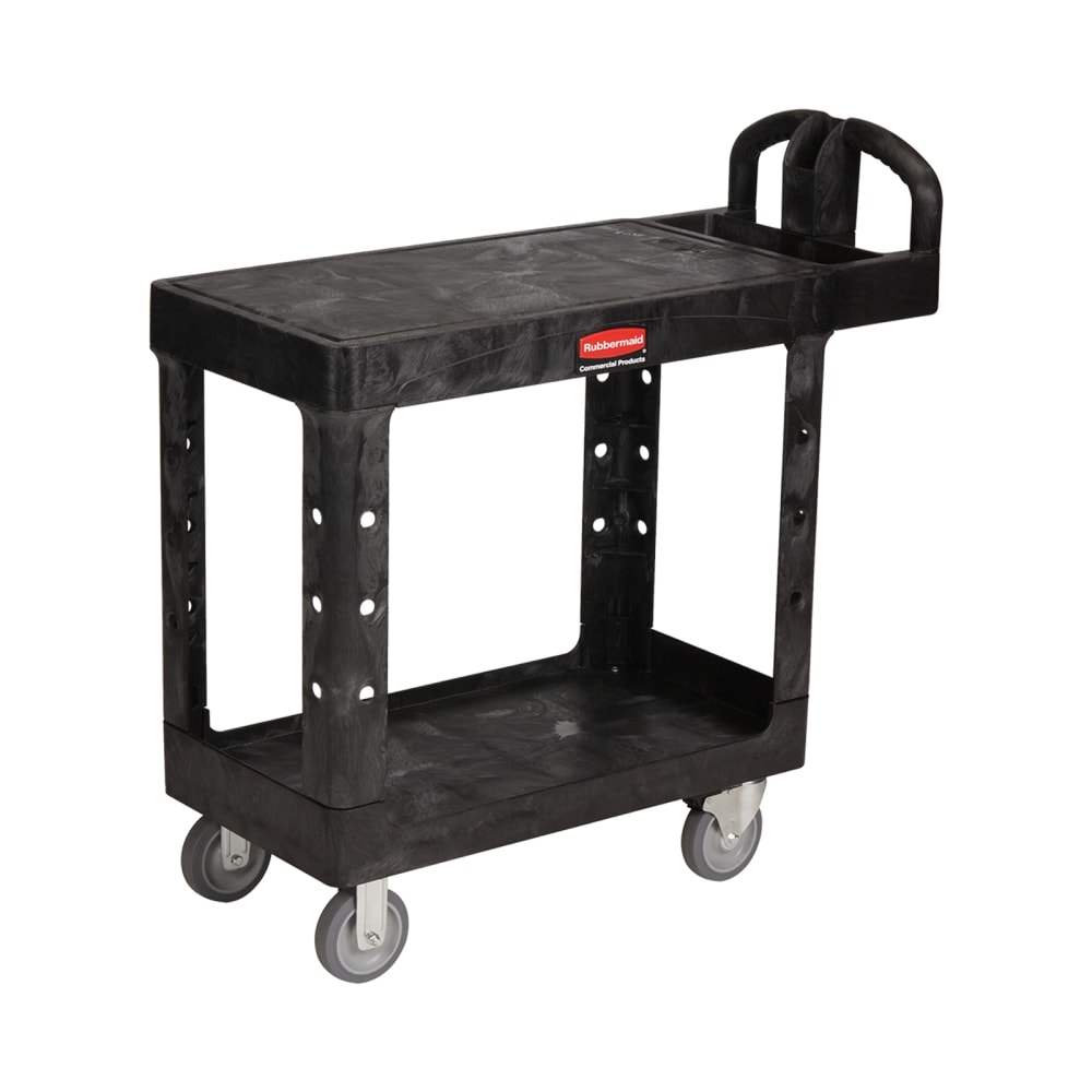 Rubbermaid FG450500BLA 2 Level Polymer Utility Cart w/ 500 lb Capacity, Flat Ledges
