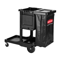 Rubbermaid FG617388BLA Housekeeping Cart w/ 3 shelves, 46"L x 21 3/4"W x 38 3/8"H, Black thumbnail 8