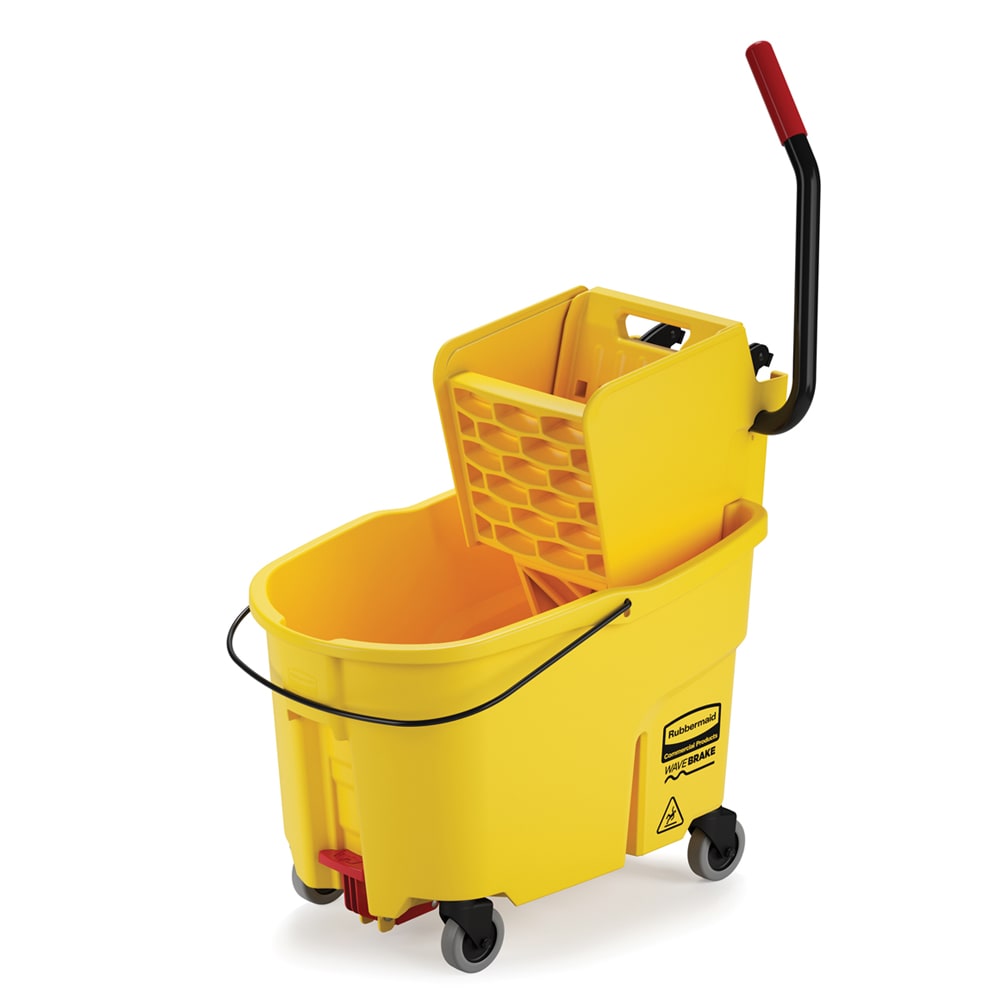 Rubbermaid FG618688YEL 44 qt WaveBrake Mop Bucket Combo - Side Press Wringer, Foot Pedal, Yellow