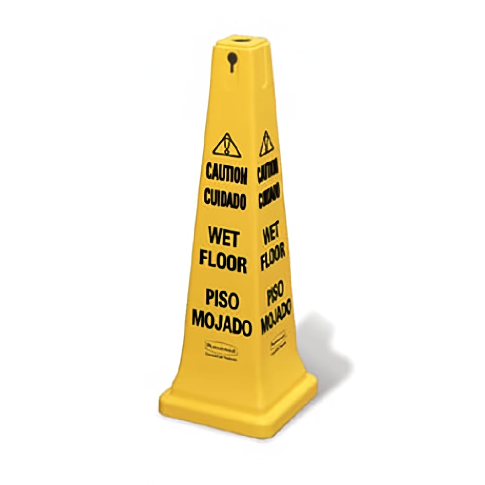 Rubbermaid FG627677YEL Safety Cone - "Caution Wet Floor" Multi-Lingual, Yellow
