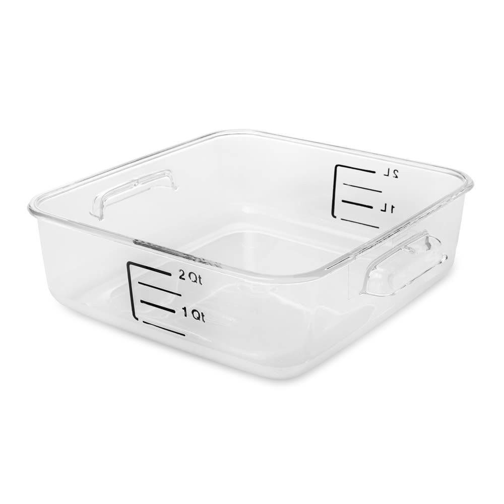 Rubbermaid FG630200 2 qt Space Saving Square Food Storage Container - Clear Poly