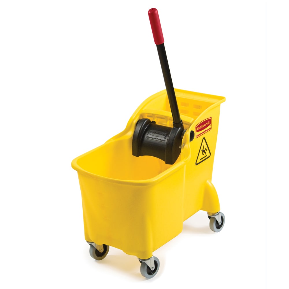 Rubbermaid FG738000YEL 31 qt Mop Bucket Combo - Reverse Wringer, Plastic, Yellow