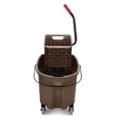 Rubbermaid FG758088BRN 35 qt WaveBrake Mop Bucket Combo - Side Press Wringer, Plastic, Brown thumbnail 3