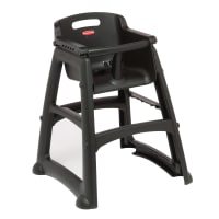 Rubbermaid FG780508BLA 29 3/4" Stackable Plastic High Chair w/ Waist Strap & Casters, Black thumbnail 6