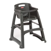 Rubbermaid FG780508PLAT 29 3/4" Stackable Plastic High Chair w/ Waist Strap & Casters, Platinum thumbnail 5
