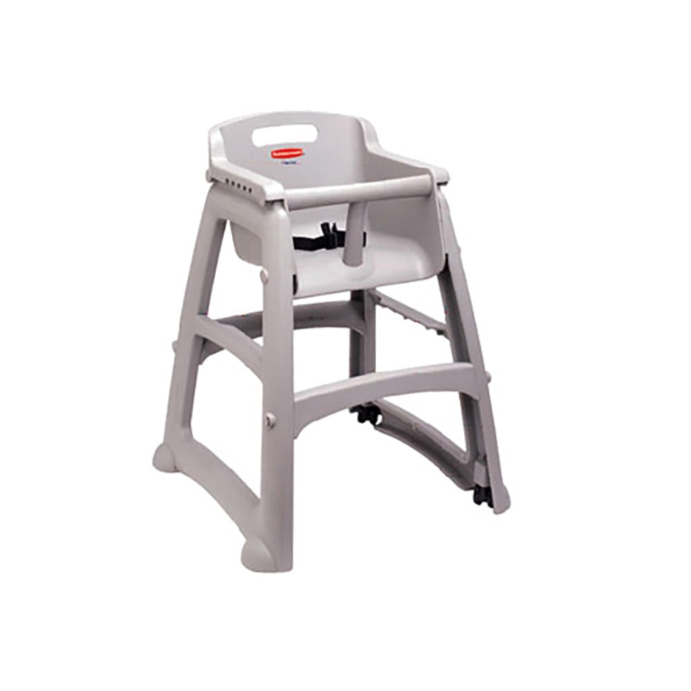 Rubbermaid FG780608PLAT 29 3/4" Stackable Plastic High Chair w/ Waist Strap, Platinum