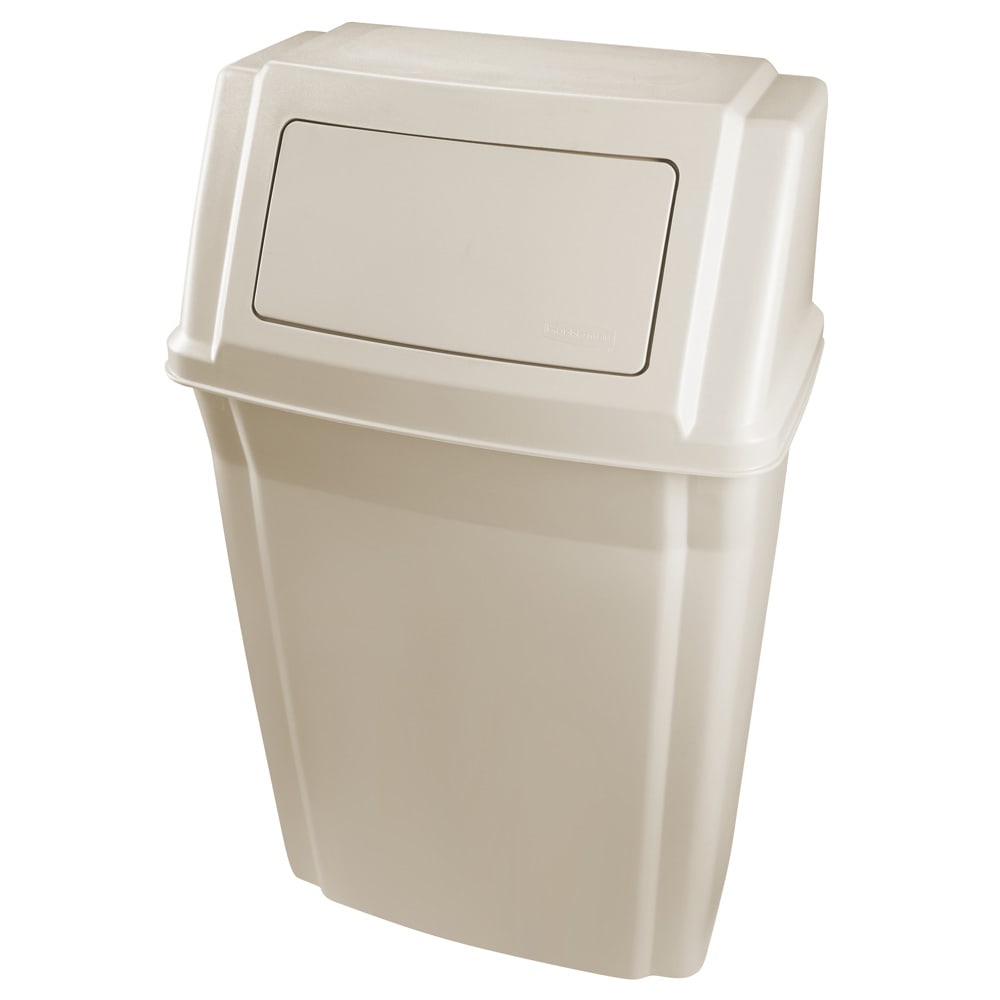 Rubbermaid FG782200BEIG 15 gal Rectangle Slim Trash Can, 19 1/2"L x 11 7/8"W x 32 5/8"H, Beige
