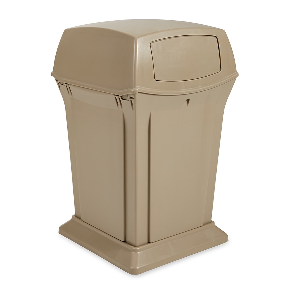 Rubbermaid FG917188BEIG 45 gal Outdoor Decorative Trash Can - Plastic, Beige