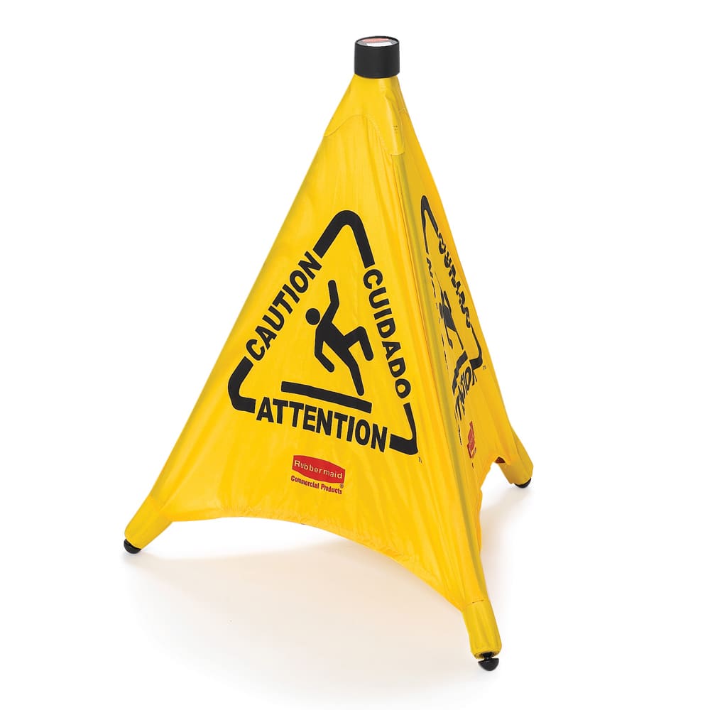 Rubbermaid FG9S0000YEL 20" Pop-Up Safety Cone - Multi-Lingual "Caution