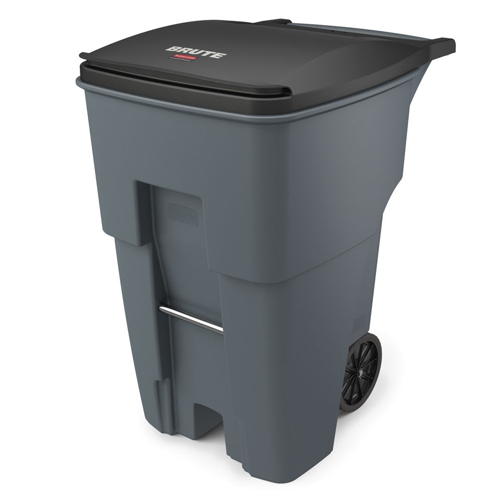 Rubbermaid FG9W2200GRAY 95 gal Utility Wheeled Trash Can - 45 3/5 H x 27 3/10 W x 35 2/5" L, Gray