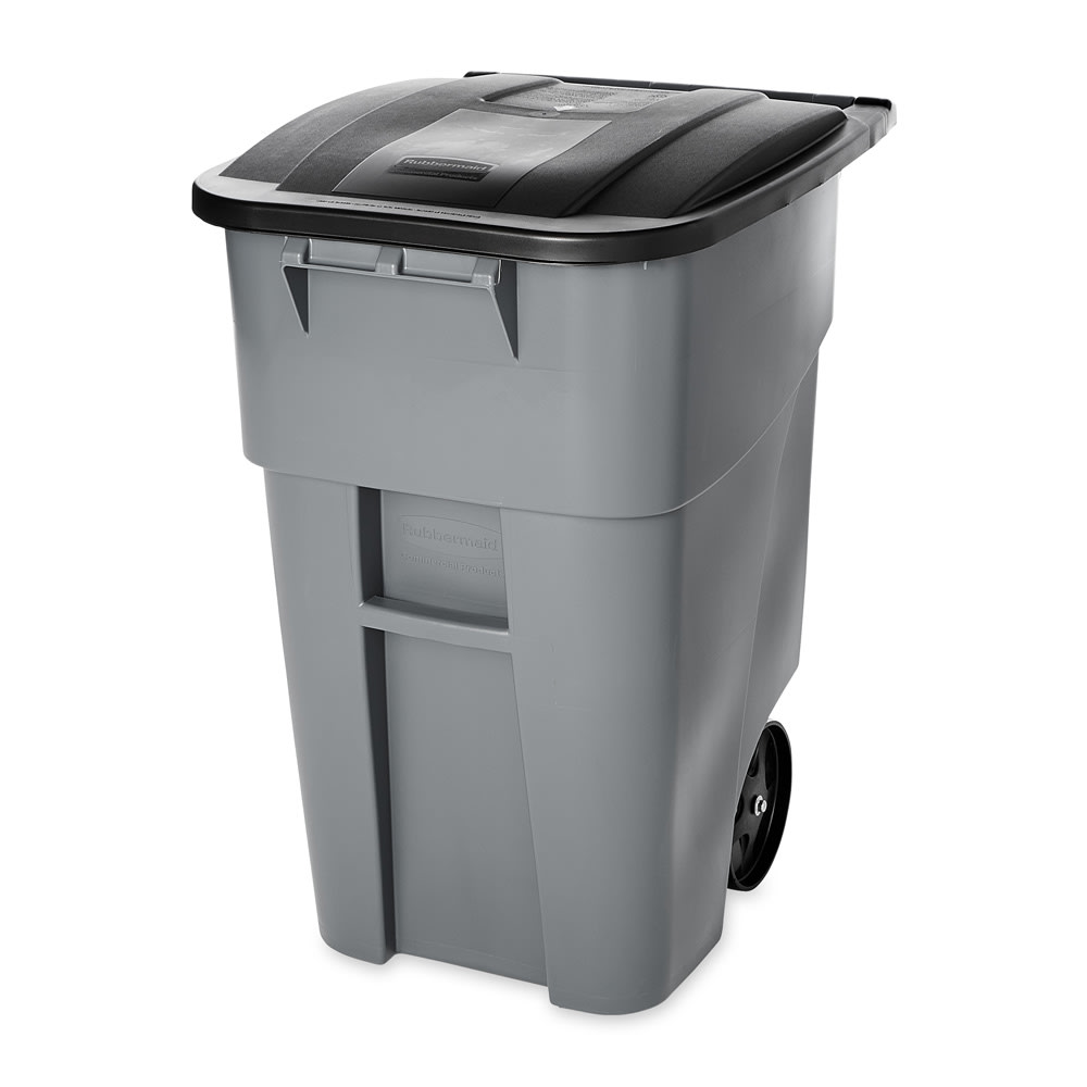 Rubbermaid FG9W2700GRAY 50 gal Multiple Material Recycle Bin - Indoor/Outdoor, Wheels