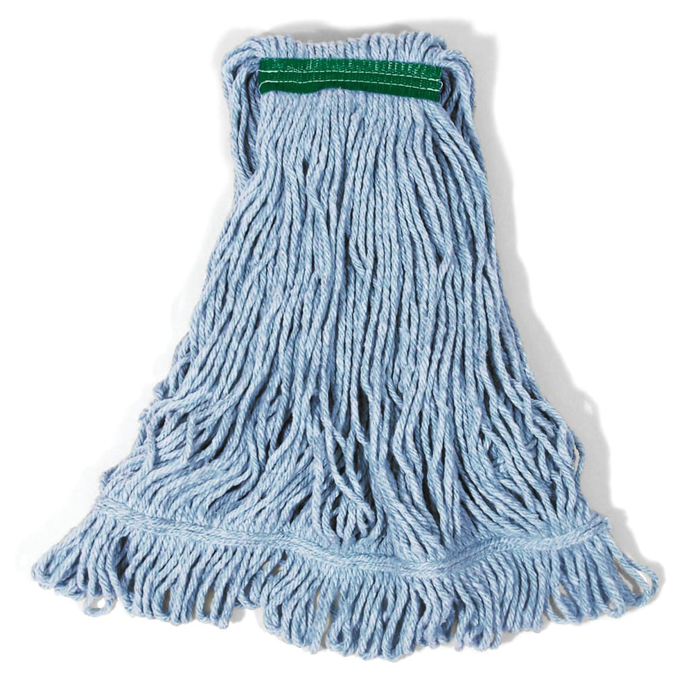 Rubbermaid FGD21206BL00 Medium Super Stitch® Wet Mop Head - 4 Ply Cotton/Synthetic Blend, 1" Headband, Blue