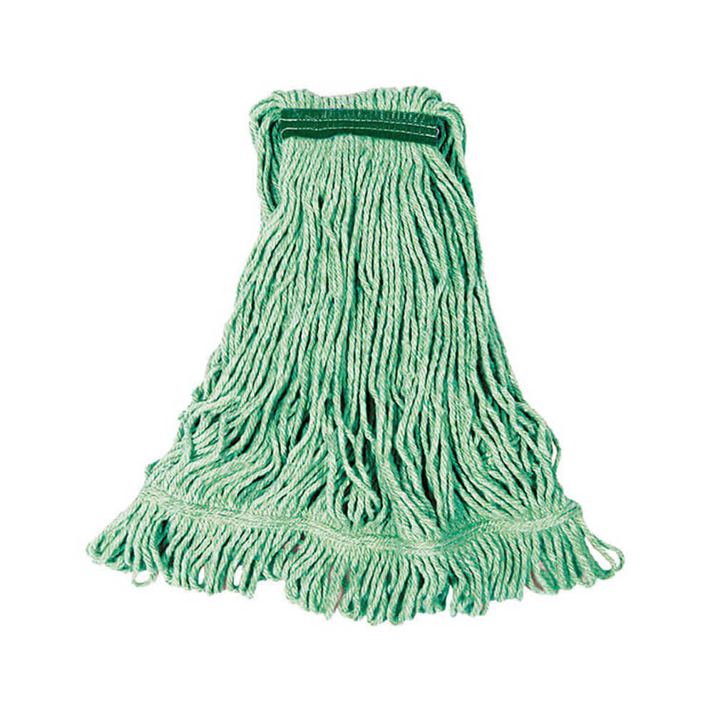 Rubbermaid FGD21206GR00 Medium Super Stitch® Wet Mop Head - 4 Ply Cotton/Synthetic Blend, 1" Headband, Green