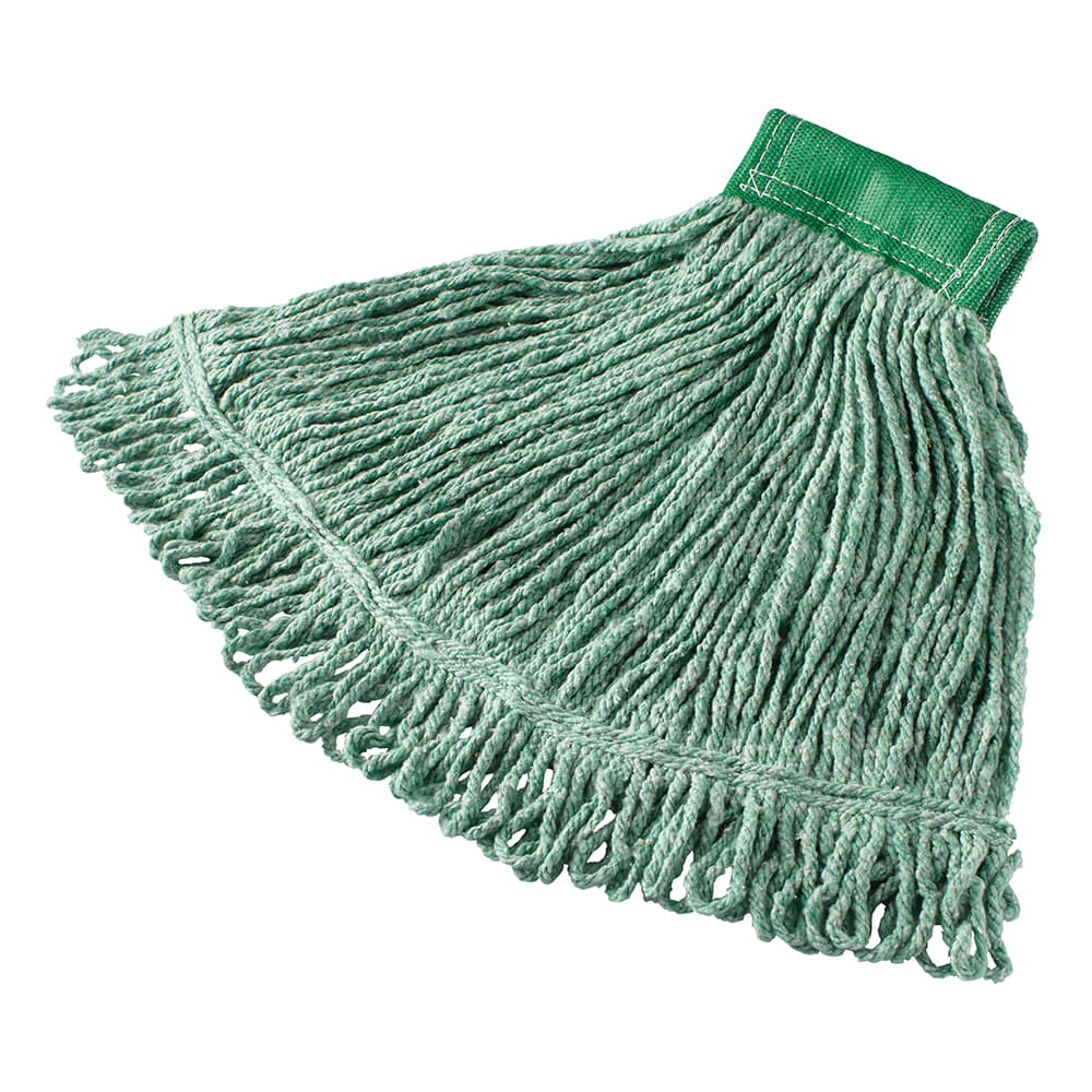 Rubbermaid FGD25206GR00 Medium Super Stitch® Mop Head - 4 Ply Cotton/Synthetic Blend, 5" Headband, Green