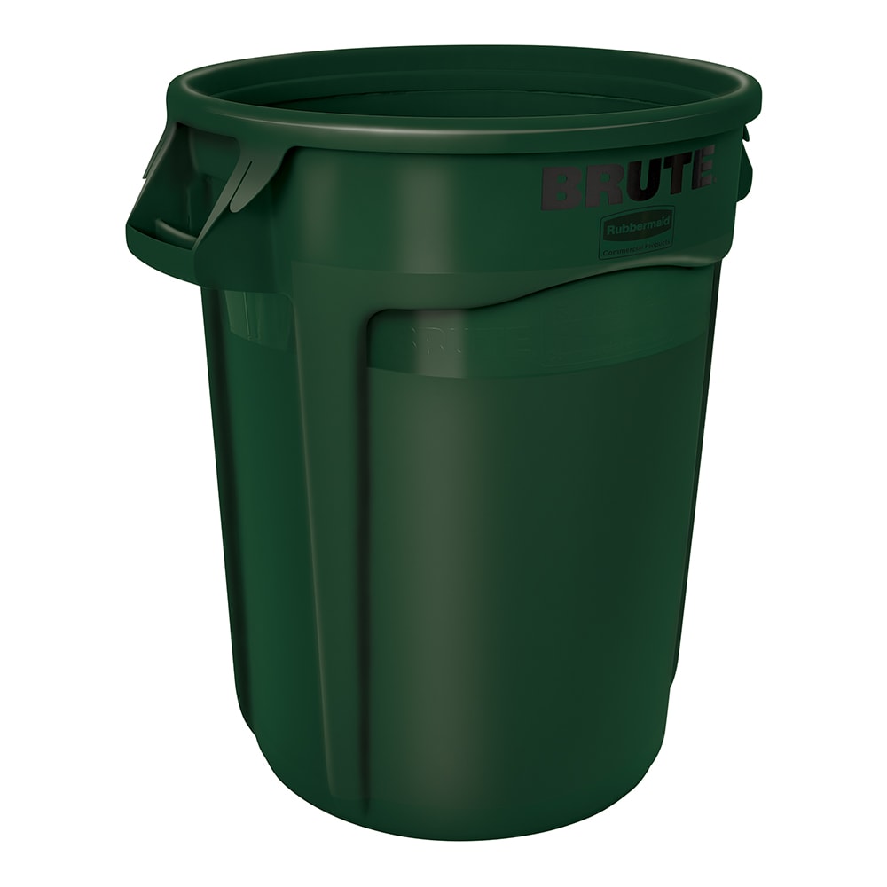 Rubbermaid FG265500DGRN 55 gallon Brute Trash Can - Plastic, Round