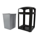 Rubbermaid FG397000 BLA 35 gal Landmark Series Container - 26x26x40" Dome Top Frame, Black thumbnail 3